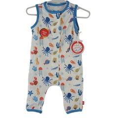 NEW Magnetic Me Deep Chic Blue Baby Romper Sz 3-6 Months Sea Life Print