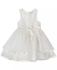 Rare Editions Baby Girl White Tiered Pearl Formal Dress Baptism Sz 12 9-12 Month