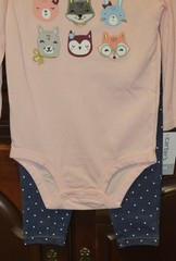 Girls Carter’s Infants 2 piece Pant Set, 9 Months, Bodysuit, Pink/Navy, LS, NWT