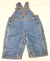 Vtg Baby Gap Med Wash Lined Adjustable Carpenter Denim Overalls~Snaps~3-6 Mos