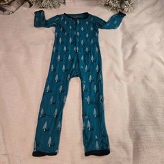 4T KicKee Pants Bamboo Romper Forest Themed “Cedars and Elk” Teal