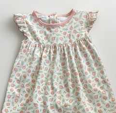 MAGNOLIA BABY-18M-Baby Girl Dress Set w/Bloomers-Angel Sleeves-Peach Print-Pima