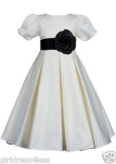 US Seller New Ivory Pleated Short Sleeve Baby Infant Wedding Flower Girl Dress