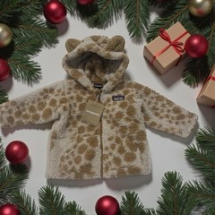 Patagonia Furry Friends Fleece Hooded Jacket Size 3/6 Months Shroom Taupe