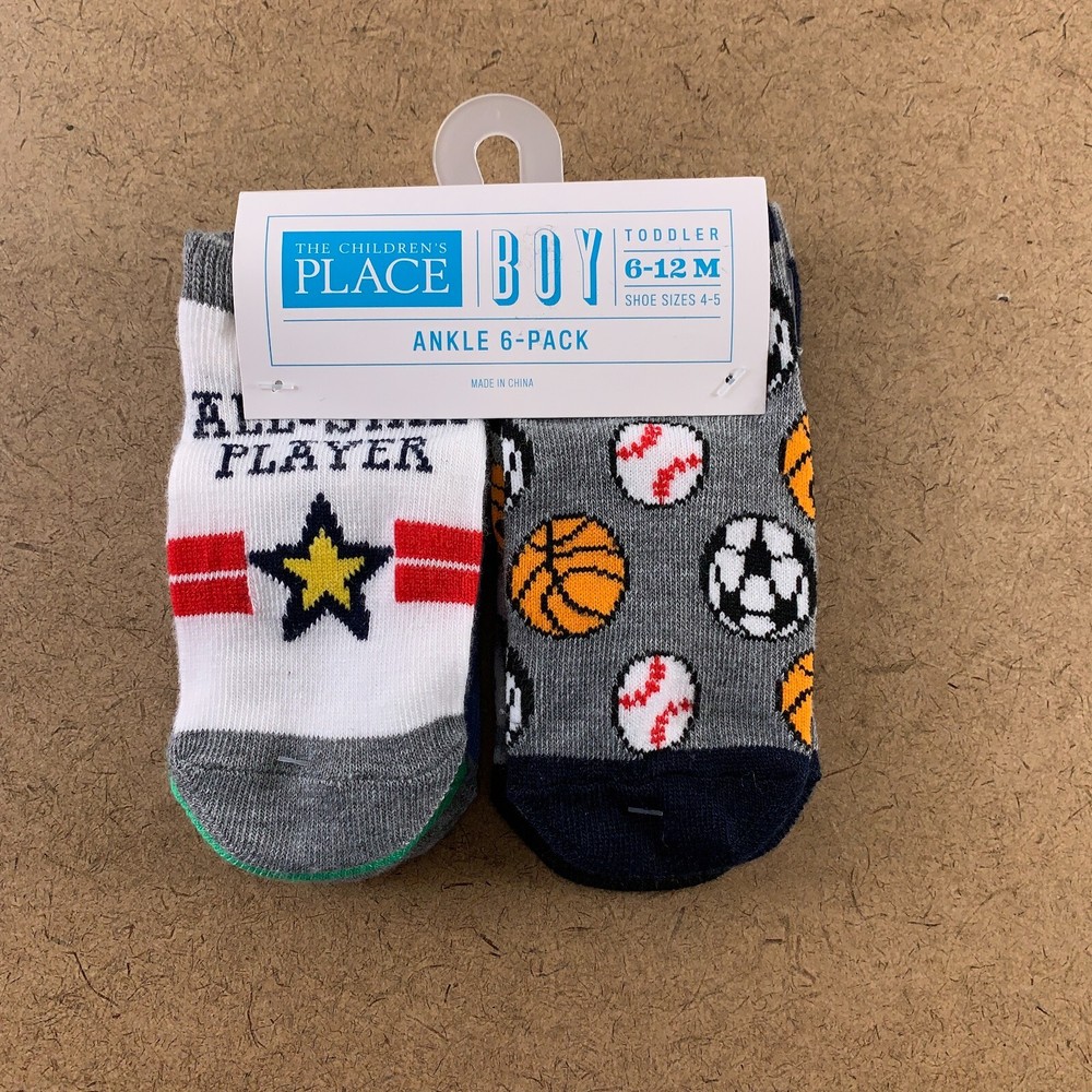 The Children’s Place Baby Boys Size 6-12 Months Sport Ankle Socks 6-Pack NWT