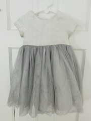Pippa & Julie Toddler Girls White & Gray Sparkle & Tulle Dress Size 2T