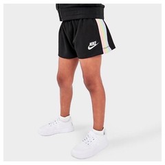 Nike Girls Rainbow Tape Jacket and Shorts Set Outfit Black 2T 3T 4T NEW