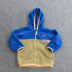 Patagonia Jacket Infant Boys 12-18M Blue Hooded Fleece Full Zip Colorblock Coat