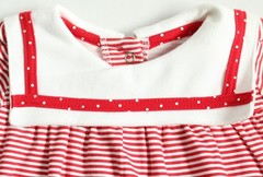 Okie Dokie Baby Girls 6-9M Retro VTG Sailor Romper Red Stripe Flower Polka Dot