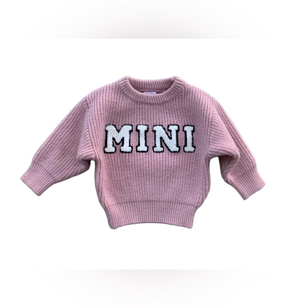 Spearmint Love Size 0-6 Months Pink Mini Chunky Oversized Knit Wool Sweater