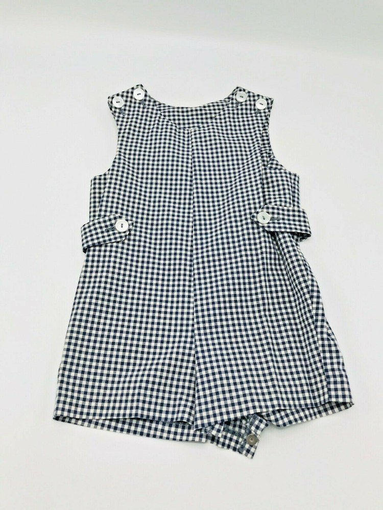 Imp Originals Toddler Boy Gingham Shortall Romper Jumper John John Size 18 M