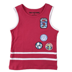 True Religion Toddler Pink Cotton Sleeveless Embroidery Sporty Tank Top Shirt 2T