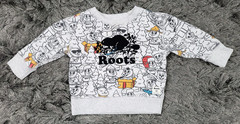 Roots Canada Sweatshirt Baby Medium 6-12 Months Gray Cotton Casual Logo Pullover