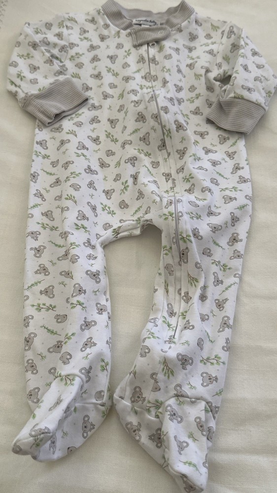 Magnolia Baby Boy 9 M Footed Outfit 100% Pima Cotton Koalas Bamboos Print Zipper