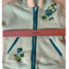 Wonderkids Floral Applique Hoodie Faux Fur Trim Zip Up Jacket 24 Months