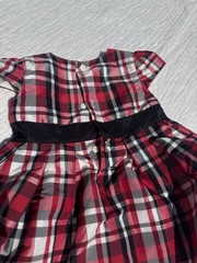 Carter Girls Dress. 12 Mo. Plaid Red Black White.