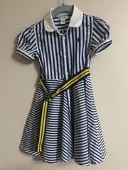 Ralph Lauren Striped Poplin Dress in Blue White Yellow baby infant 24 months