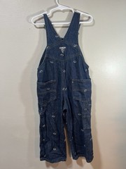 Oshkosh B’Gosh Denim Overalls Blue With Embroidered Footballs size 2T