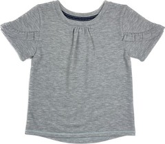 Cat and Jack Baby Grey Polyester Short Sleeve Pleated Casual T Shirt Top Sz 12 M