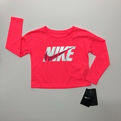 Nike Kids Nike Metallic Logo Long Sleeve Boxy T-Shirt (Toddler/Little Kids) Pink