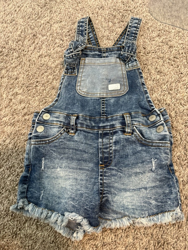 7 For All Mankind Shortalls Distressed Denim Overalls / Size 24M