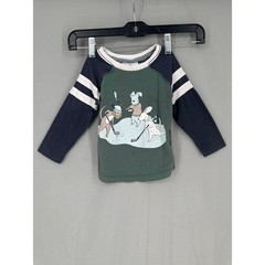 Tommy Bahama Shirt Toddler Boys 18M Blue Dogs Hockey Baseball Tee Graphic Green