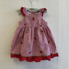 Rare Editions Girls 18M Red/White Gingham Strawberry Embroidered Sundress Ruffle