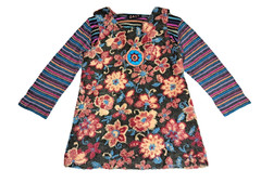 Girls vtg ZAZA COUTURE sweater dress t shirt 2T colorful crochet 90s outfit fall