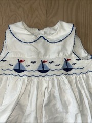 Vintage Beth Terrell by Johnston Smocked Sailboat Dress 4th July Patriotic Sz 2