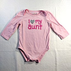Jumping Beans Girls Bodysuit 12M ‘I Heart My Aunt’ L/S Pink Auntie Love Baby