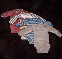 4-Pack Baby Knit Cotton Long Sleeve Striped 0-3 Months