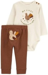 Carter’s Unisex Baby My First Thanksgiving 2 Piece Bodysuit & Pants 12 Month NWT
