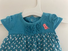 Carter’s Baby Girls Cute Allover Bird Print Ruffle Short Sleeve Dress Blue 0-3M