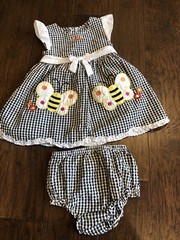 Youngland Black And White Checked Bumblebee/Butterfly Outfit 24M