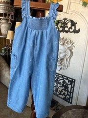 Vtg Gymboree 2003 Garden Patch embroidered overalls cardigan sweater 3-6 6-12