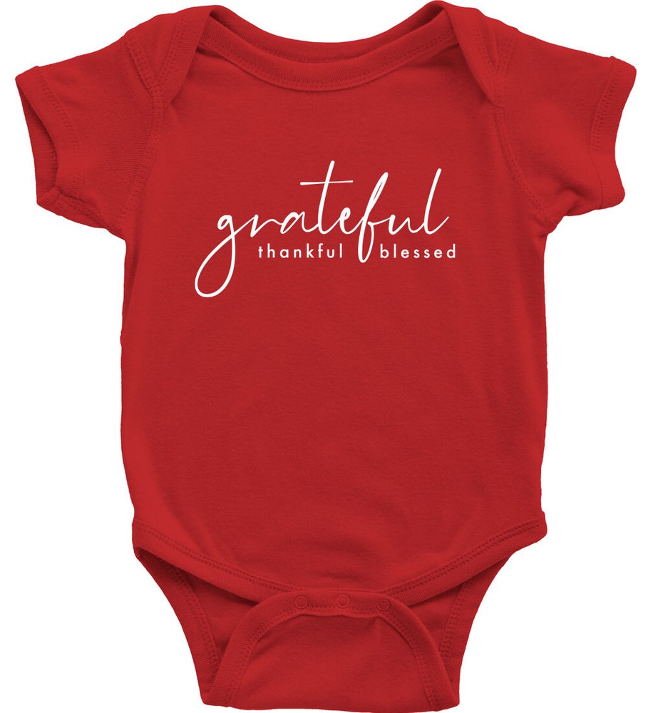 Grateful Thankful Blessed Baby Bodysuit Infant Romper Positive Gift Thanksgiving