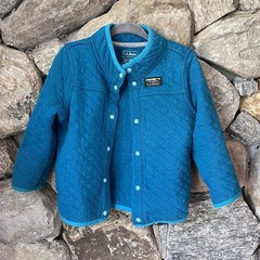L.L. Bean Quilted Full Snap Teal Turquoise Lightweight Jacket Size 12-18 Months