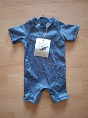 NWT Wheat Baby Rashguard Cas Bluefin & Seeds Pattern Size 3M Back Zip