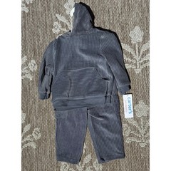 Carters Just One You Baby Boys Gray Corduroy Hoodie and Pants Set 12M NWT