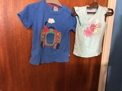 2 Tops for 12-18 months. Frugc & Cherokee. Cotton. Machine wash.