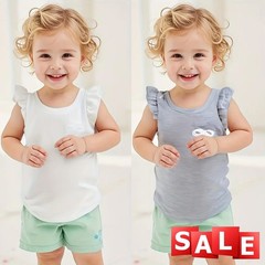 Baby Toddler Girls T-Shirts Crew neck Shirts Basic Solid Tees Summer Casual Tops
