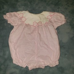 Vintage Cuties by Judy Bubble Romper Baby Girls Sz 3-6 Months Gingham Outfit 90s