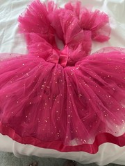 Baby Pink Fit & Flare Dress 9-12 Months Glitter Bow Ruffle Sleeveless Tulle