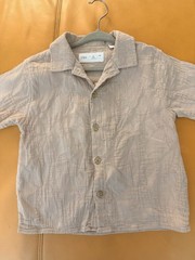 ZARA Beige Textured Collared Button-Up Short Sleeve Shirt 2 Years Unisex