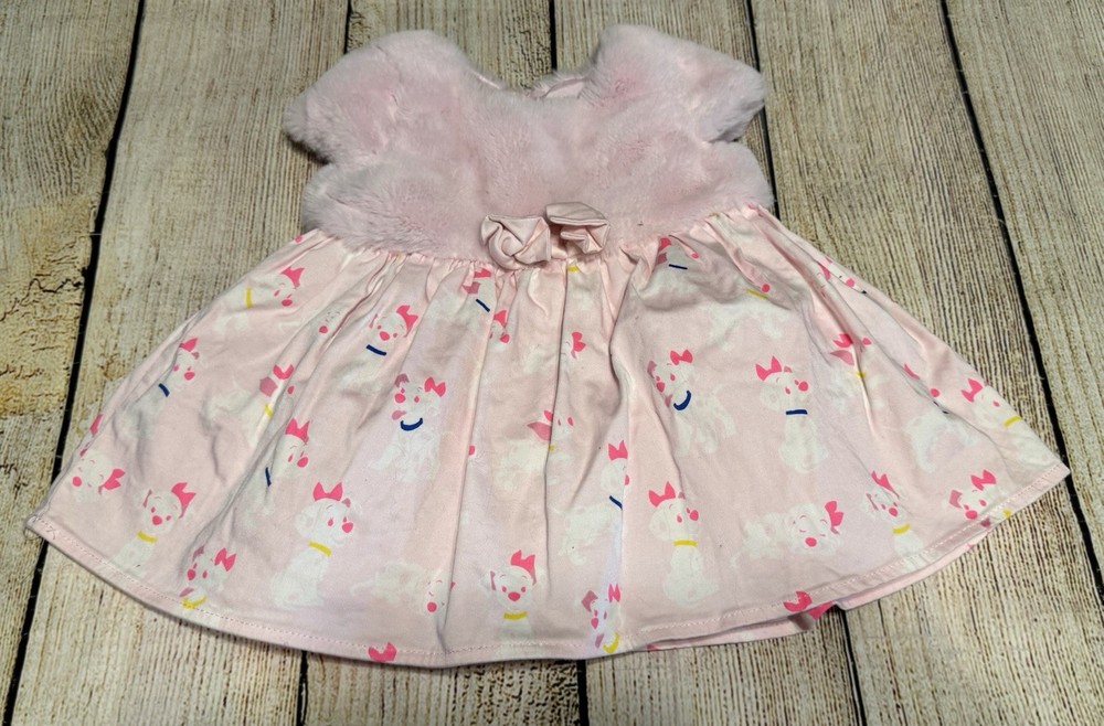 Disney Store 101 Dalmatians Baby Dress Girls 0-3 Months Pink Faux Fur Soft TubA