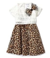 Sweet Heart Rose 3T Popover-Lace-Bodice Leopard-Print Dress