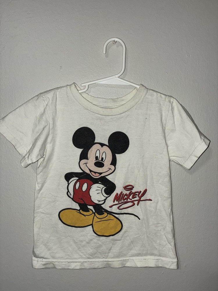 Disney Store Mickey Mouse XXS (2/3) White Organic Cotton Short Sleeve T-Shirt
