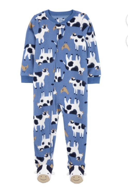 Pajamas, Carter’s Fleece Footie Pajama Adorable, Cows , new size 18 months