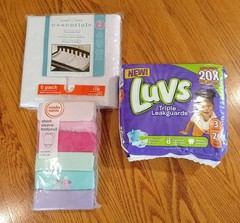 Baby Girl Essentials Bundle Size 12M Luvs Size 3 Diapers Changing Pads Bodysuit
