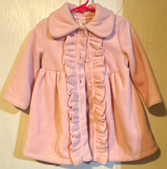 Starting Out Pink Fleece Button-Front Ruffle Coat, Collared 18-24 Months